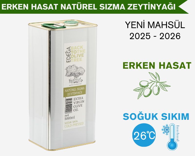 Erken Hasat Natürel Sızma Zeytinyağı 5 Litre Teneke Ambalaj (Filtreli)