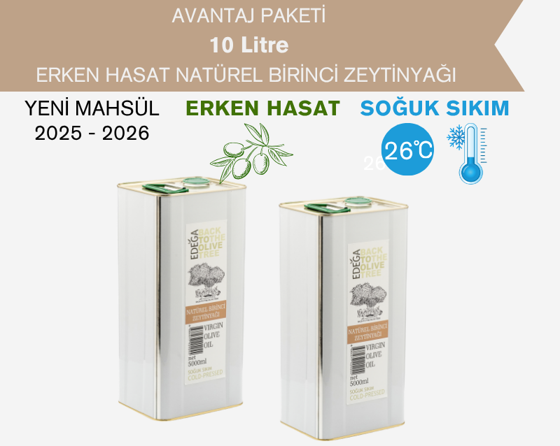 Natürel Birinci Zeytinyağı 2 Adet 5 Litre Teneke Ambalaj – Filtresiz
