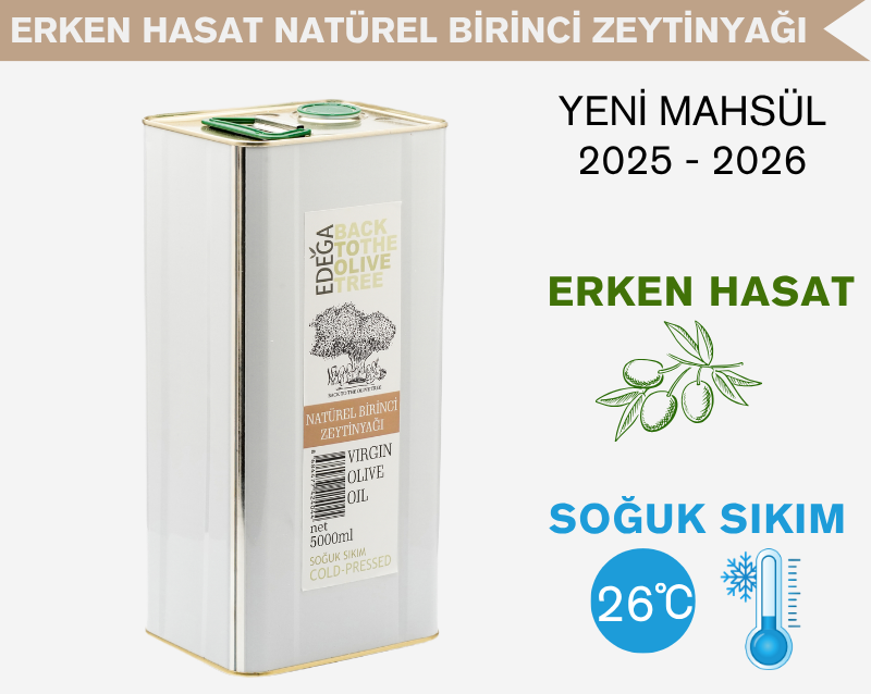 Natürel Birinci Zeytinyağı 5 Litre Teneke Ambalaj – Filtresiz