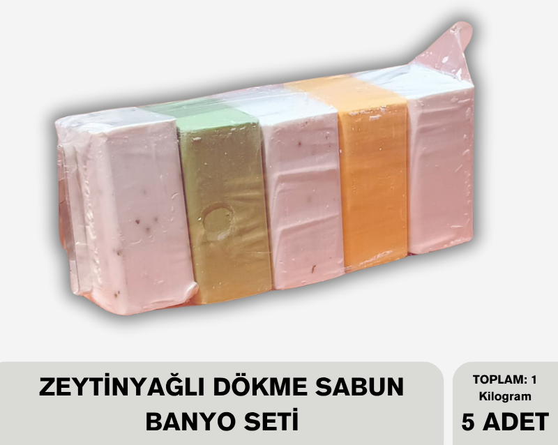 %100 Doğal Zeytinyağı Sabunu Banyo Seti- 5 Adet